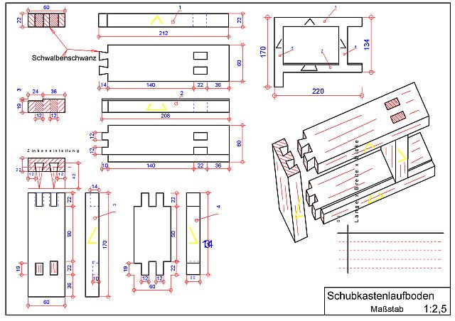 Schubkasten-Laufboden-Cad